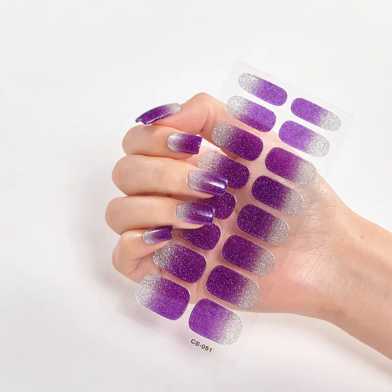 Semi Cured Wraps Fast Gel Nail Sticker Solid Nail Gel Wraps Adhesive Full Cover Gel Nail Decal UV Lamp Cured Manicure Decoration