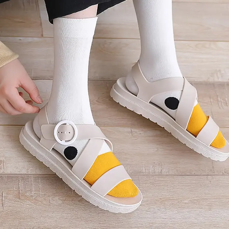 1 Pair Cartoon White Goose Socks Cute Little Duck Pattern Socks Lovely Mid Tube Socks For Girls Novelty Casual Sockwear
