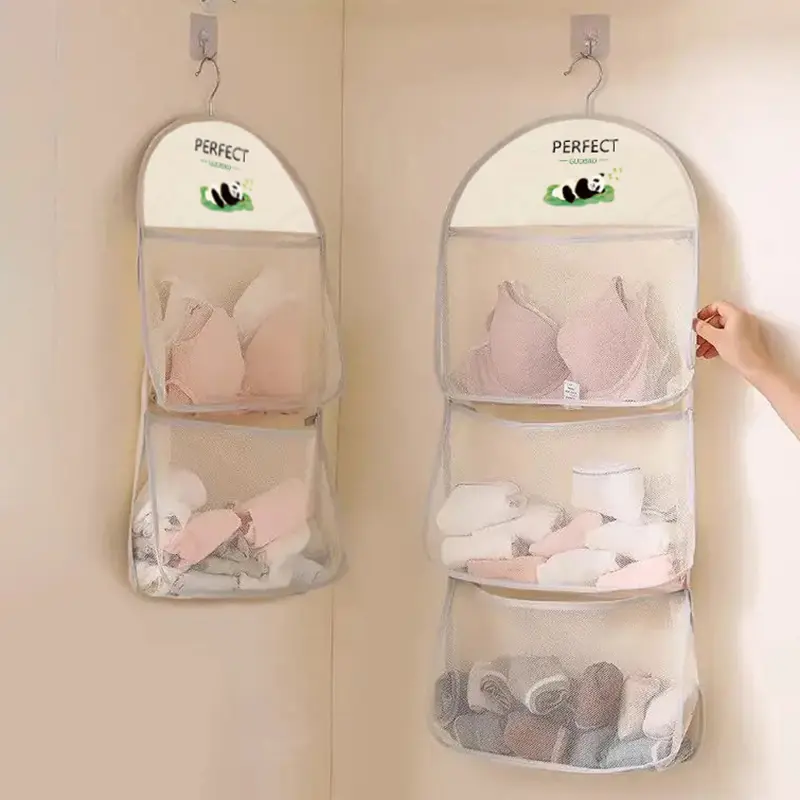 Wall Hanging Underwear Storage Bag Breathable Mesh Socks Organizer Wardrobe Toy Doll Storage Solution