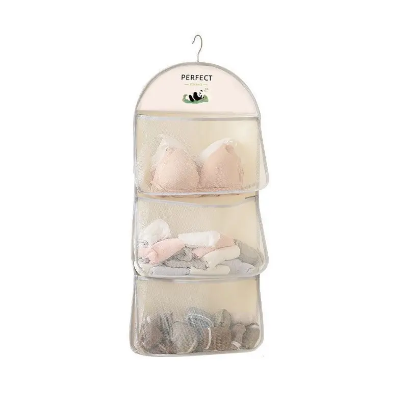 Wall Hanging Underwear Storage Bag Breathable Mesh Socks Organizer Wardrobe Toy Doll Storage Solution