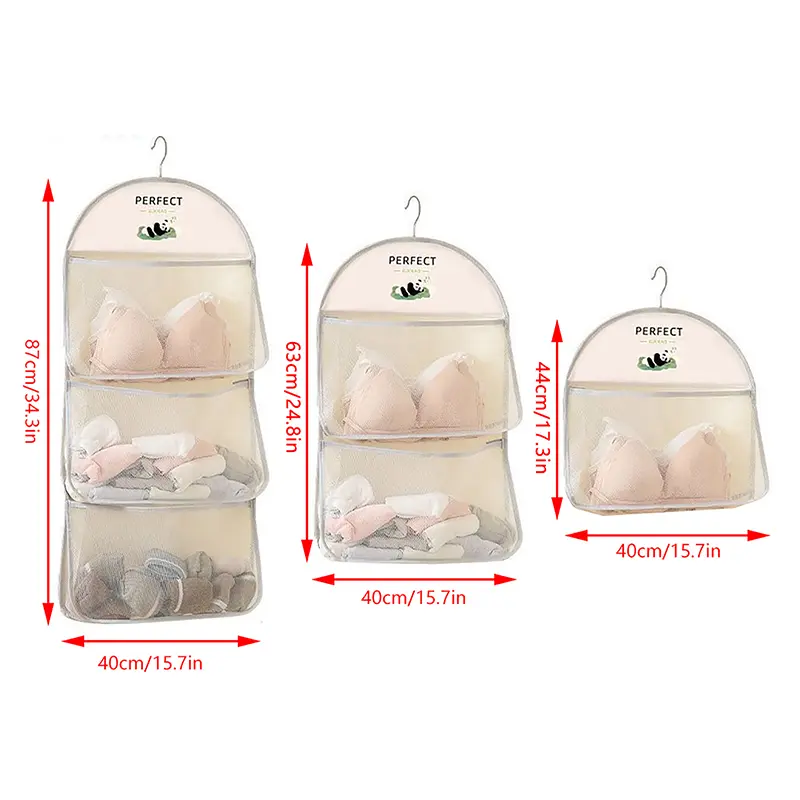 Wall Hanging Underwear Storage Bag Breathable Mesh Socks Organizer Wardrobe Toy Doll Storage Solution