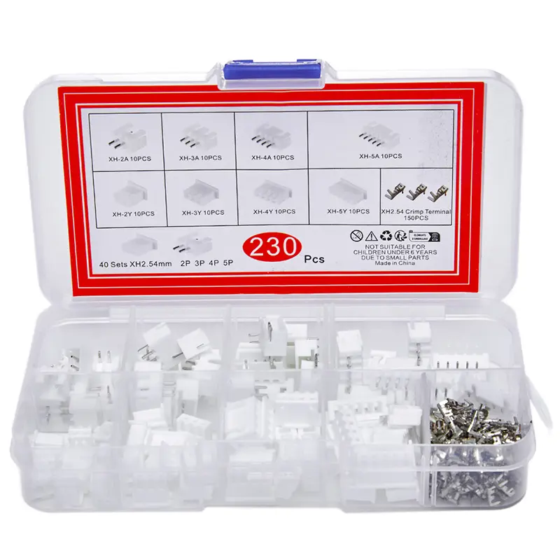 230Pcs XH2.54 PH2.0 2p 3p 4p 5 Pin 2.54mm 2.0mm Pitch Terminal Kit JST Connector Wire Connectors Adaptor Box Packing