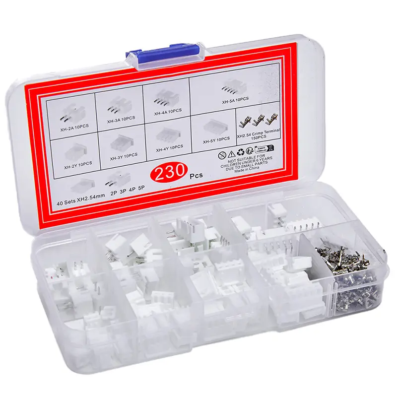230Pcs XH2.54 PH2.0 2p 3p 4p 5 Pin 2.54mm 2.0mm Pitch Terminal Kit JST Connector Wire Connectors Adaptor Box Packing