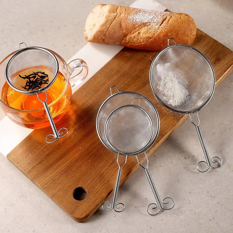 1Pcs Stainless Steel Wire Fine Mesh Flour Sifter Tea Food Strainer Flour Sifter Coffee Matcha Powder Filter Kitchen Tools