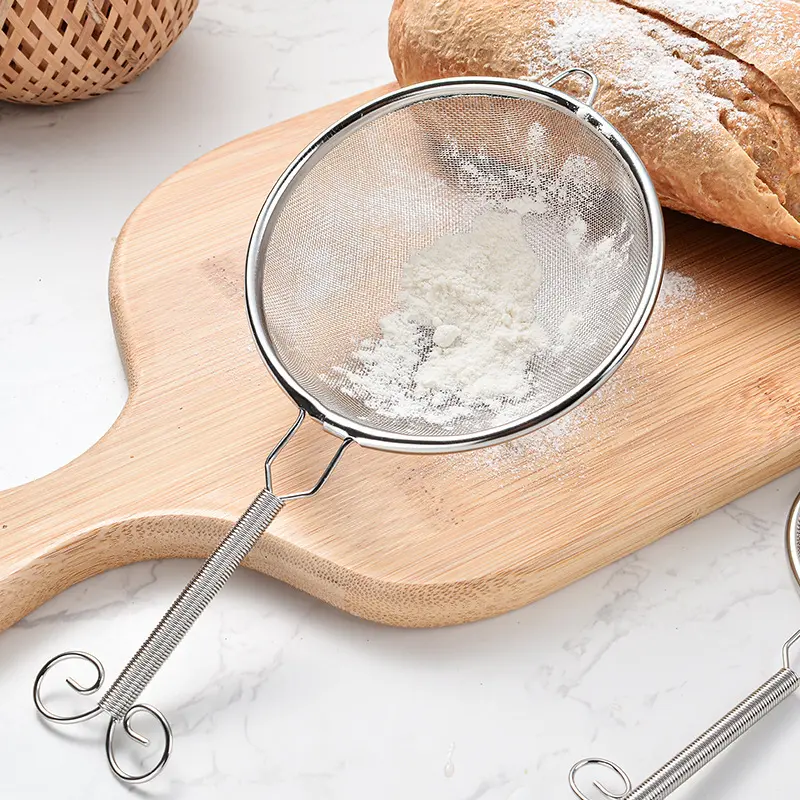 1Pcs Stainless Steel Wire Fine Mesh Flour Sifter Tea Food Strainer Flour Sifter Coffee Matcha Powder Filter Kitchen Tools