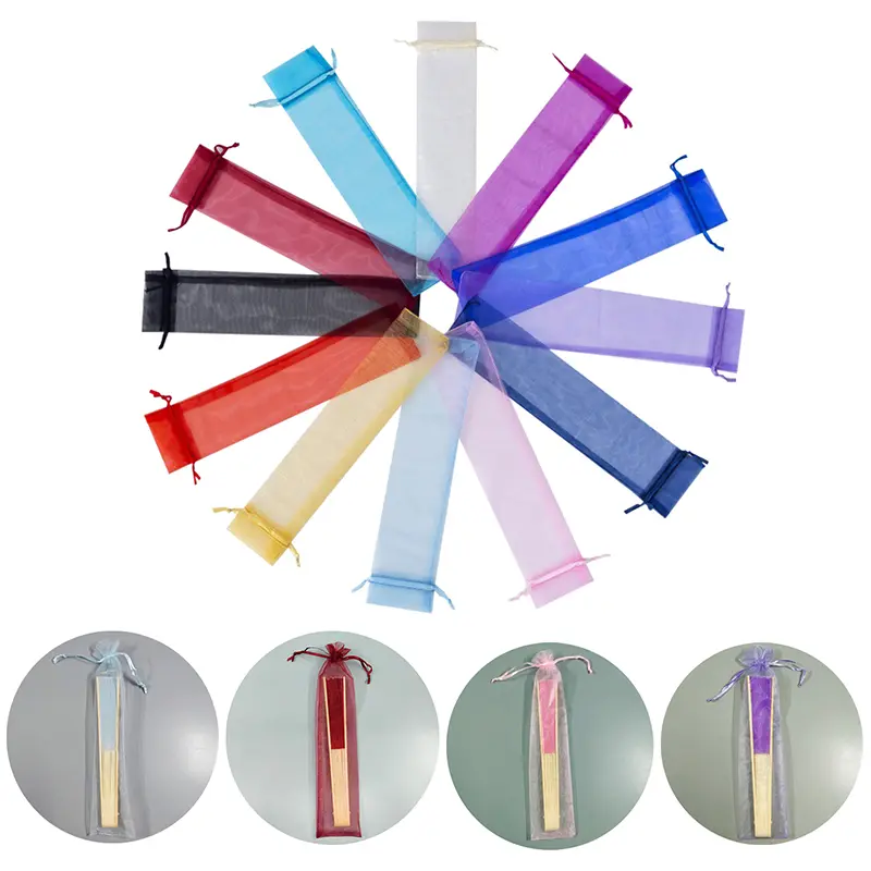 10 Pack Organza Drawstring Bags For Folding Hand Fans Pocket Wedding Party Favor Gift Pouches Outdoor