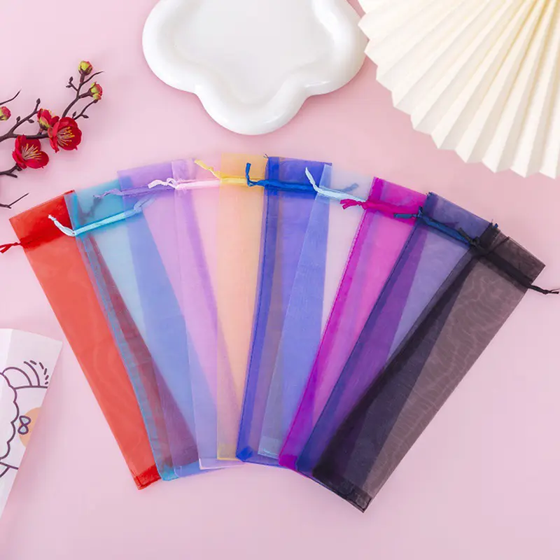 10 Pack Organza Drawstring Bags For Folding Hand Fans Pocket Wedding Party Favor Gift Pouches Outdoor