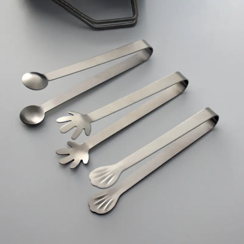 Stainless Steel Ice Cube Clips Sugar Tongs BBQ Food Clamp Kitchen Serving Tool Bar - Kitchen Ice Clamp Sugar Tongs