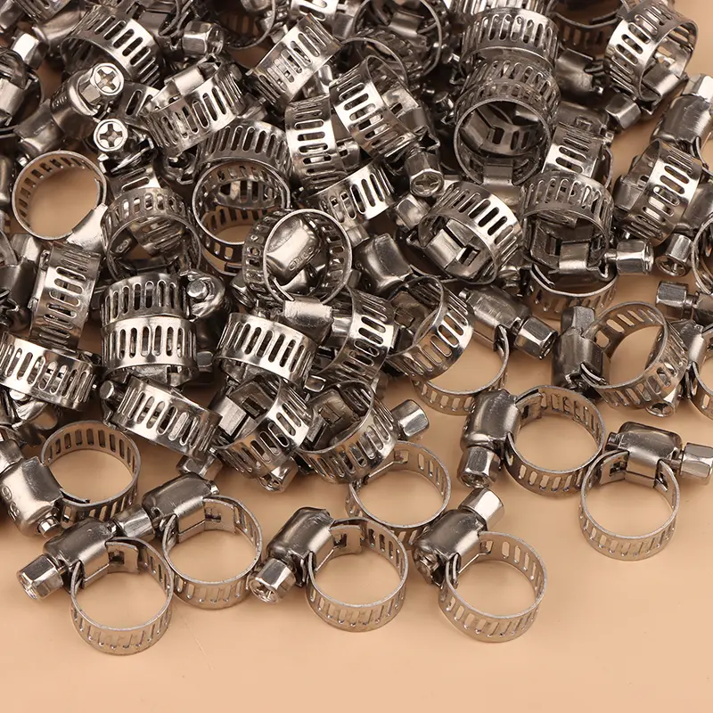 100pcs 304 Stainless Steel Mini Fuel Line Pipe Hose Clamp Clip For Air Hose Water Pipe Fuel Hose Silicone 6mm-44mm