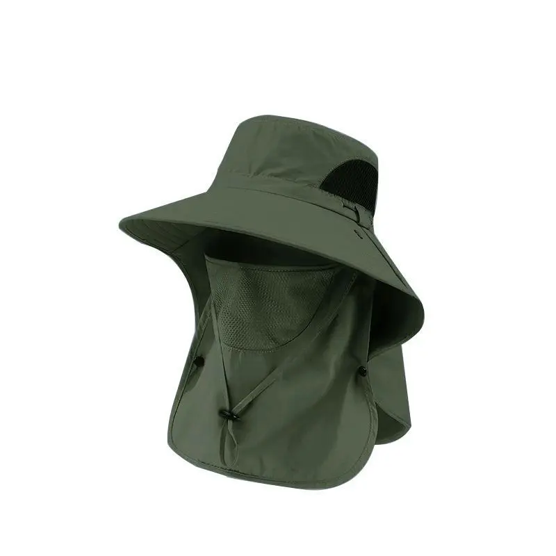 Sunshade Hat Big Eave Hat Mask Fishing Hat Outdoor Work Climbing Hiking Caps Sun Protection Detachable Sun Hat Sports Caps