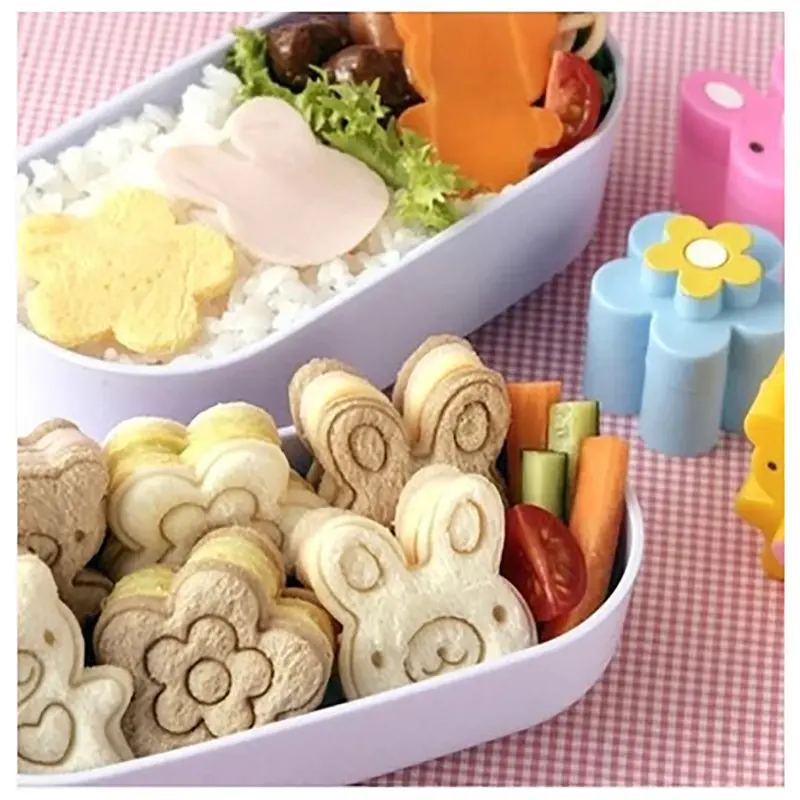 3 PCS Sandwich Crust Cutter Cookie Bread Mold Rabbit Panda Flower Bento Maker - Cookie Bread Cutter Set