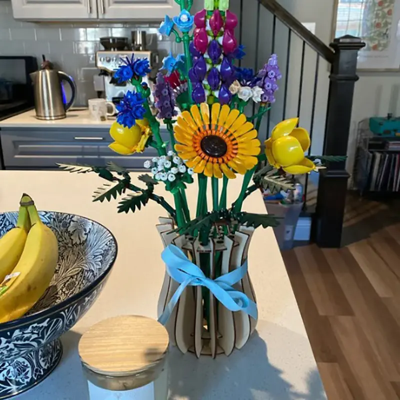 3D Wooden Puzzle Flower Vase Flower Vase Building Set Seamless Fit DIY Wood Craft Hobbies Kit For Coffee Shop Bedroom Decoration
