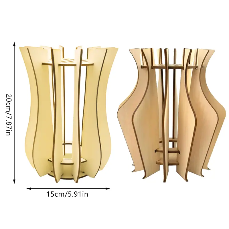 3D Wooden Puzzle Flower Vase Flower Vase Building Set Seamless Fit DIY Wood Craft Hobbies Kit For Coffee Shop Bedroom Decoration