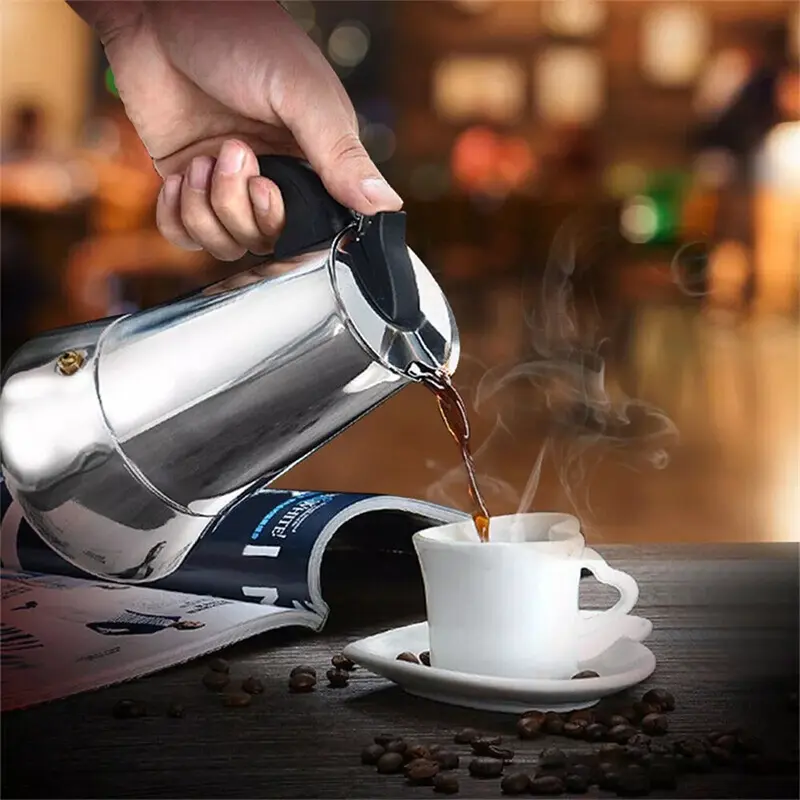 4/6 Cups Stainless Steel Italian Top Moka Espresso Cafeteira Expresso Percolator Stovetop Coffee Maker Moka Pot