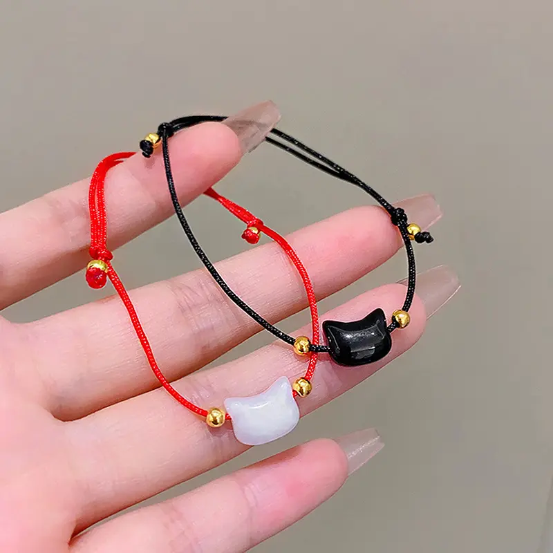 Cute Cat Bracelet Hand Woven Hand Rope Adjustable Charms Couple Bracelets Fashion Jewelry Accessories