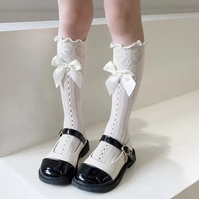 Women Lace Knee High Socks Cute Bow Lace Calf Socks Princess Girls Socks For Lolita Student Costumes Accessories