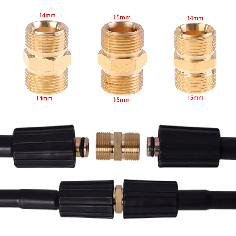1pcs Hose Extension Connector Adapter Copper M22 14mm And 15mm Male Thread Female High Pressure Washer Hose Coupler Adaptor
