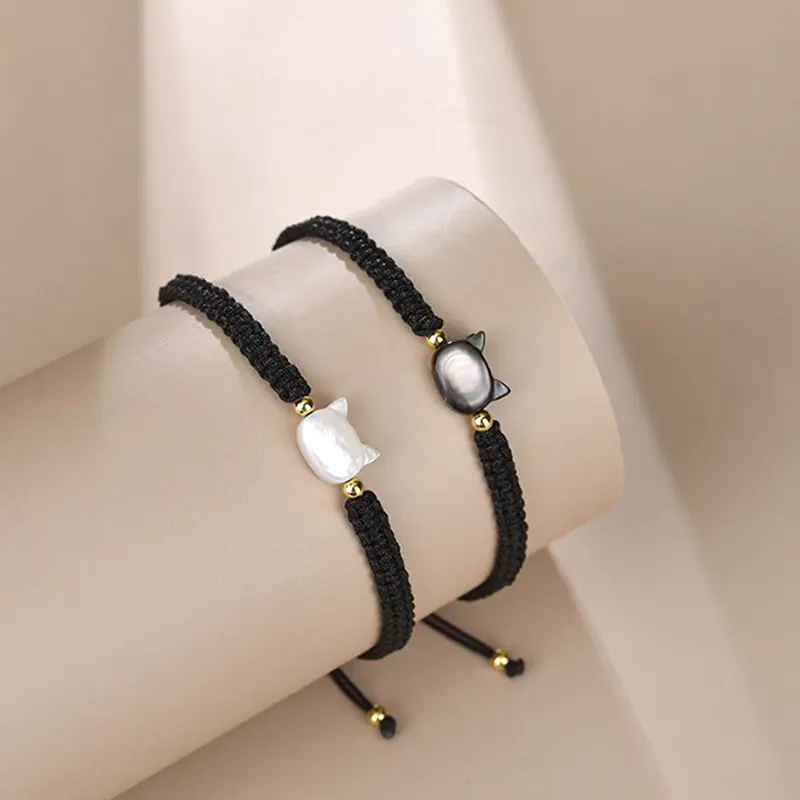 Cute Cat Bracelet Hand Woven Hand Rope Adjustable Charms Couple Bracelets Fashion Jewelry Accessories