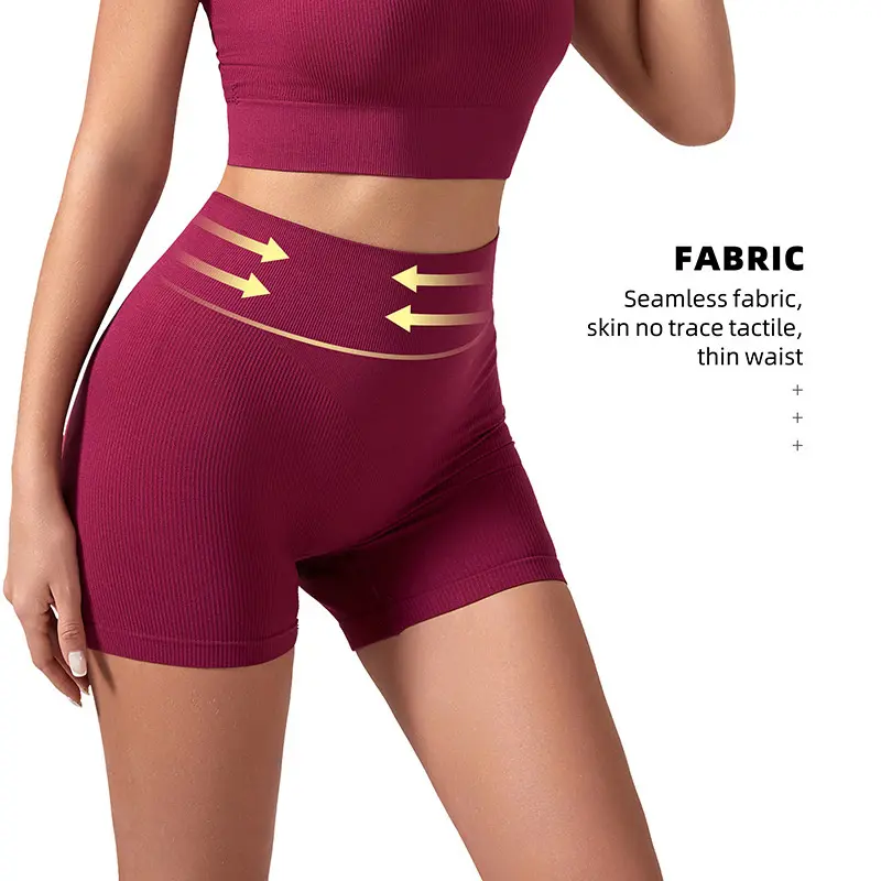 Seamless Knitted Sports Shorts Casual High Waist Push Up Cycling Shorts Fitness Running Tight Hip Lifting Yoga Shorts Sportswear