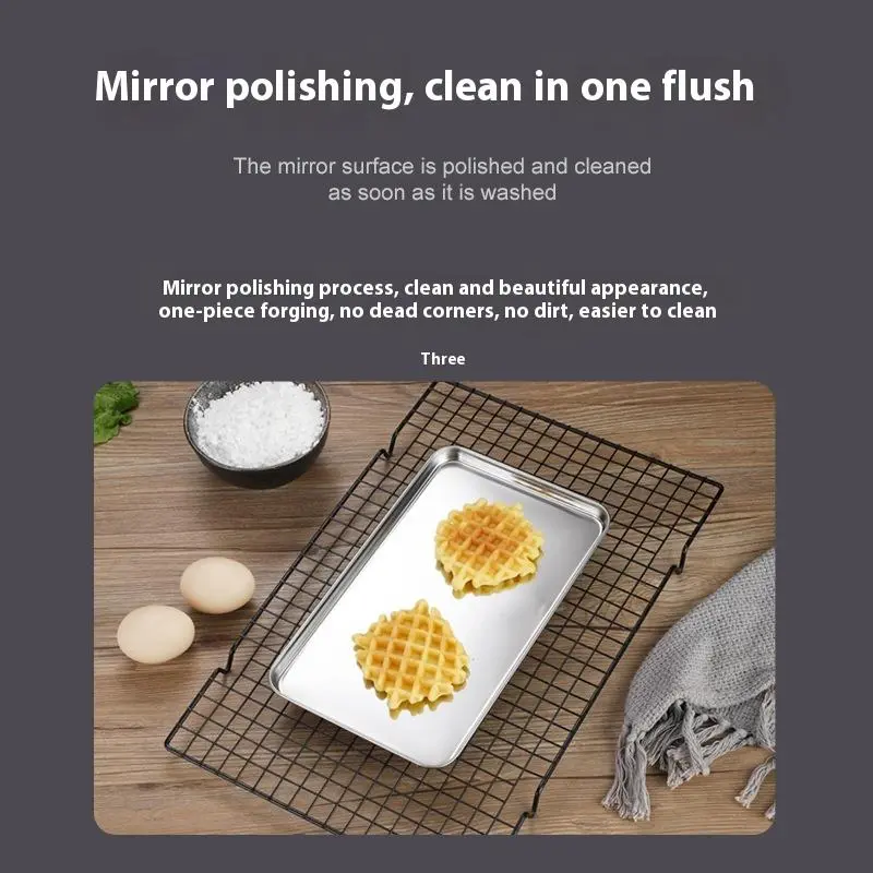 1Pc Household Stainless Steel Vermicelli Dish Thickened Rectangular Flat Bottom Liangpi Dish Barbecue Dish