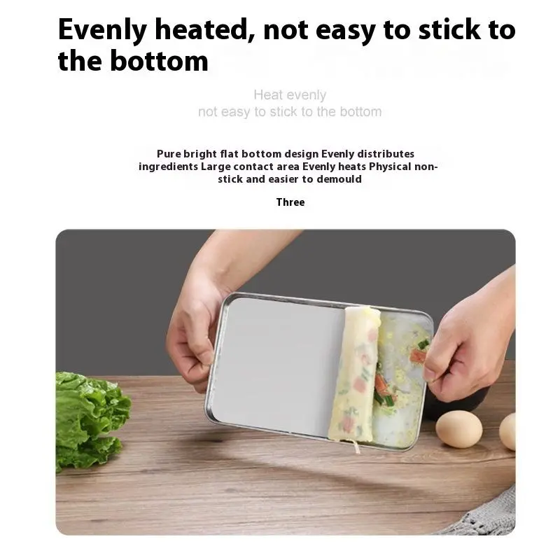 1Pc Household Stainless Steel Vermicelli Dish Thickened Rectangular Flat Bottom Liangpi Dish Barbecue Dish