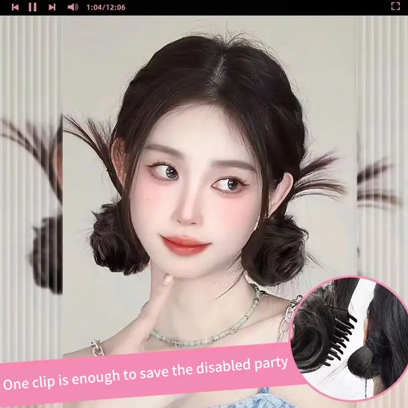 Synthetic Hair Bun Curly Wig Gripping Clip Meatball Head Elastic Ponytail Hair Extensions Scrunchy False Hair Pieces For Women