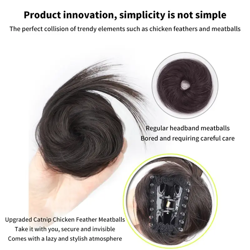 Synthetic Hair Bun Curly Wig Gripping Clip Meatball Head Elastic Ponytail Hair Extensions Scrunchy False Hair Pieces For Women