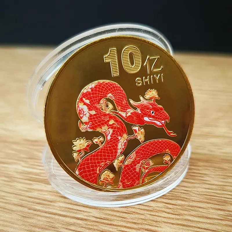 1Pc 2025 New Year Of The Snake Commemorative Coins Chinese Zodiac Snake Medals 3D Relief Coins Collectibles New Year Coins