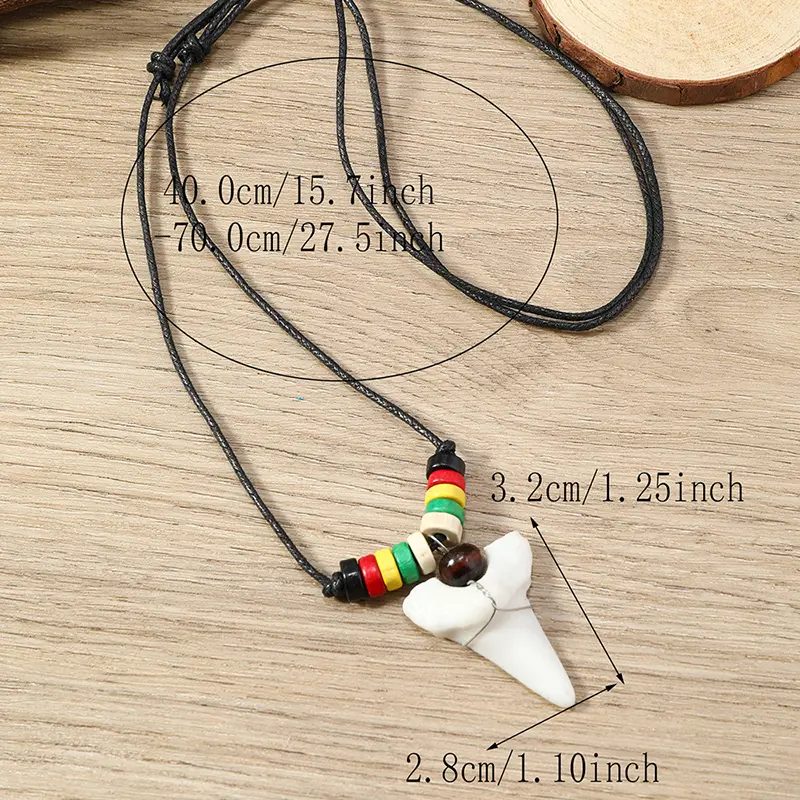 1PC Women's Men's Necklace Hawaii Jewelry Handmade Imitation Shark Teeth Pendant New Zealand Maori Tribal Bone Choker