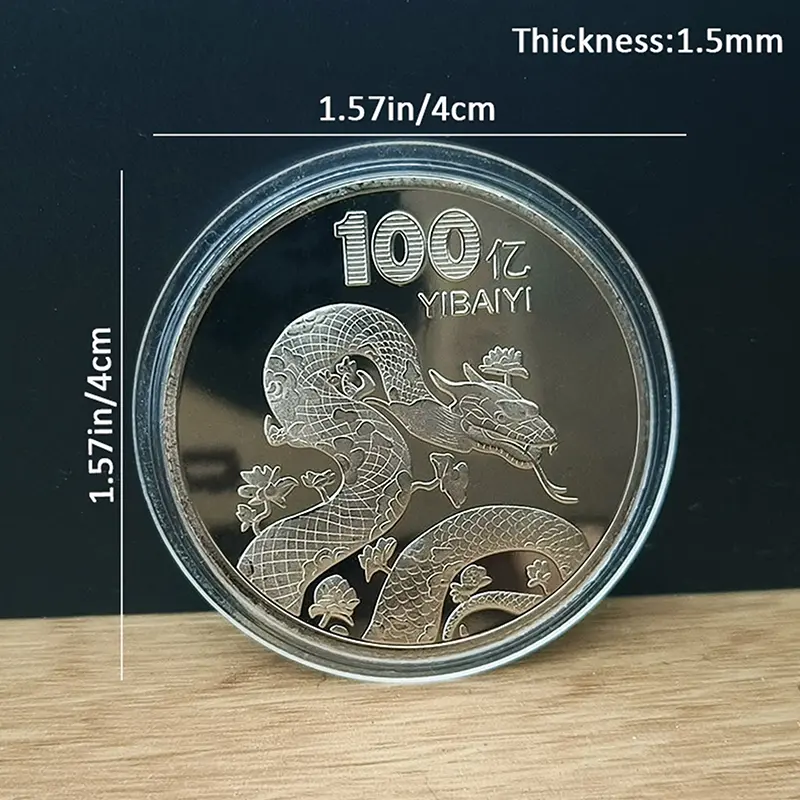 1Pc 2025 New Year Of The Snake Commemorative Coins Chinese Zodiac Snake Medals 3D Relief Coins Collectibles New Year Coins