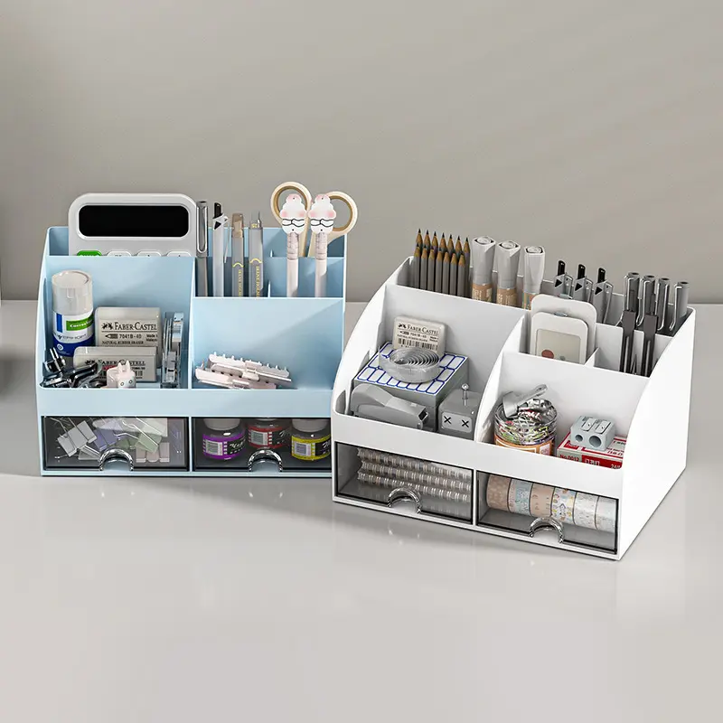 1PCDesktop Organizer With Drawers Desk Organizer Tabletop Makeup Storage Box Smooth And Sturdy Office Supplies Storage Box Multi