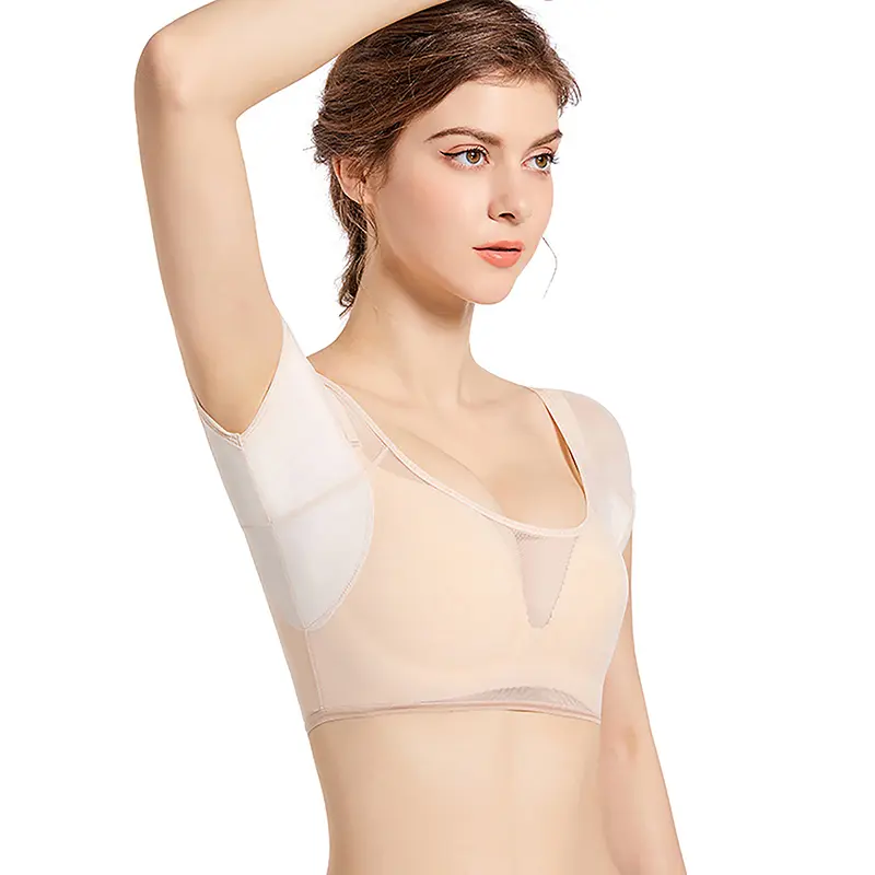 Women's Underarm Sweat Pad Vest T-shirt Shape Absorbent Deodorant Pad Reusable Washable Transparent Ultrathin Mesh