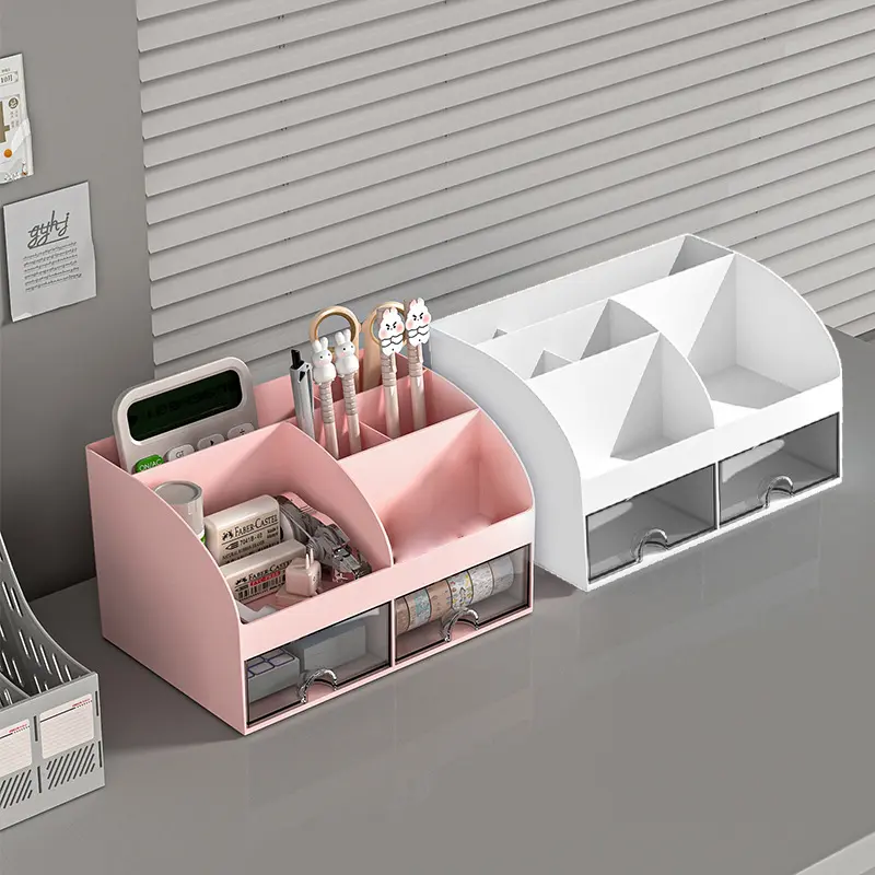 1PCDesktop Organizer With Drawers Desk Organizer Tabletop Makeup Storage Box Smooth And Sturdy Office Supplies Storage Box Multi
