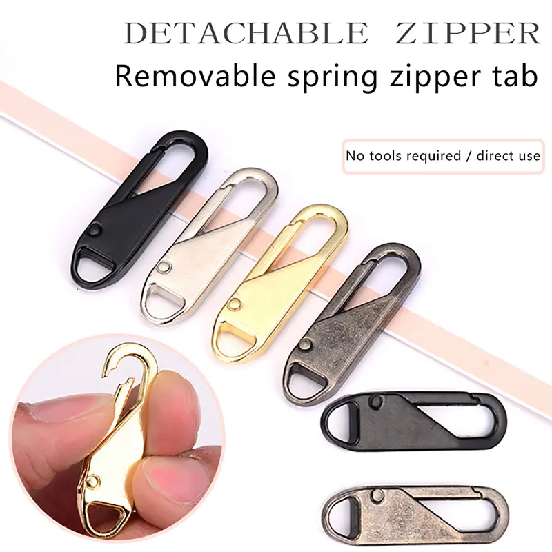 5pcs Universal Metal Zipper Puller Detachable Head Slider Repair Kit For Clothes Luggage Jackets Backpacks Clothing Accessories