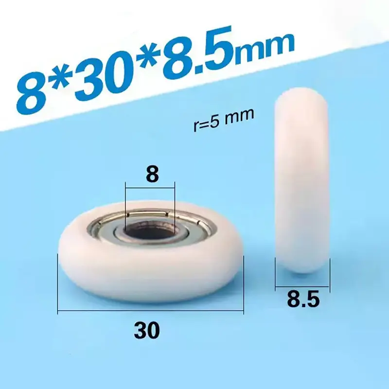 1Pc 608 ZZ Nylon POM Round Roller Wheel 8x30x8.5mm POM Wrapped Bearing Pulley Plastic Wheel For Smooth Motion Applications