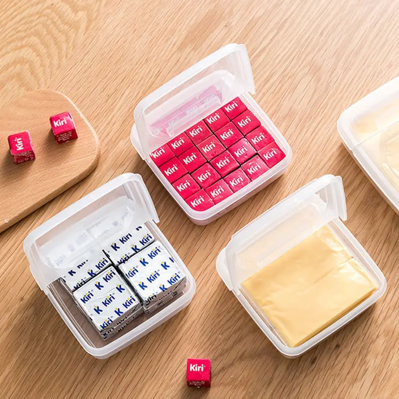 1PC Transparent Portable Refrigerator Cheese Storage Box Fresh-keeping Organizer For Fruit Vegetable Butter