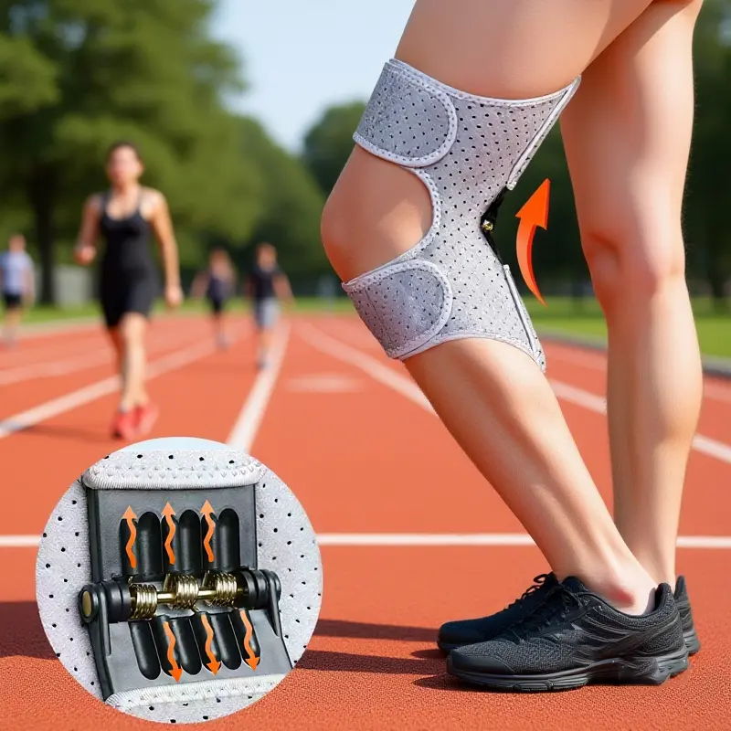 Powerful Rebound Springs Knee Booster Non-Slip Breathable Knee Assistive Device Adjustable Spring Stabilizer Brace Joint Support
