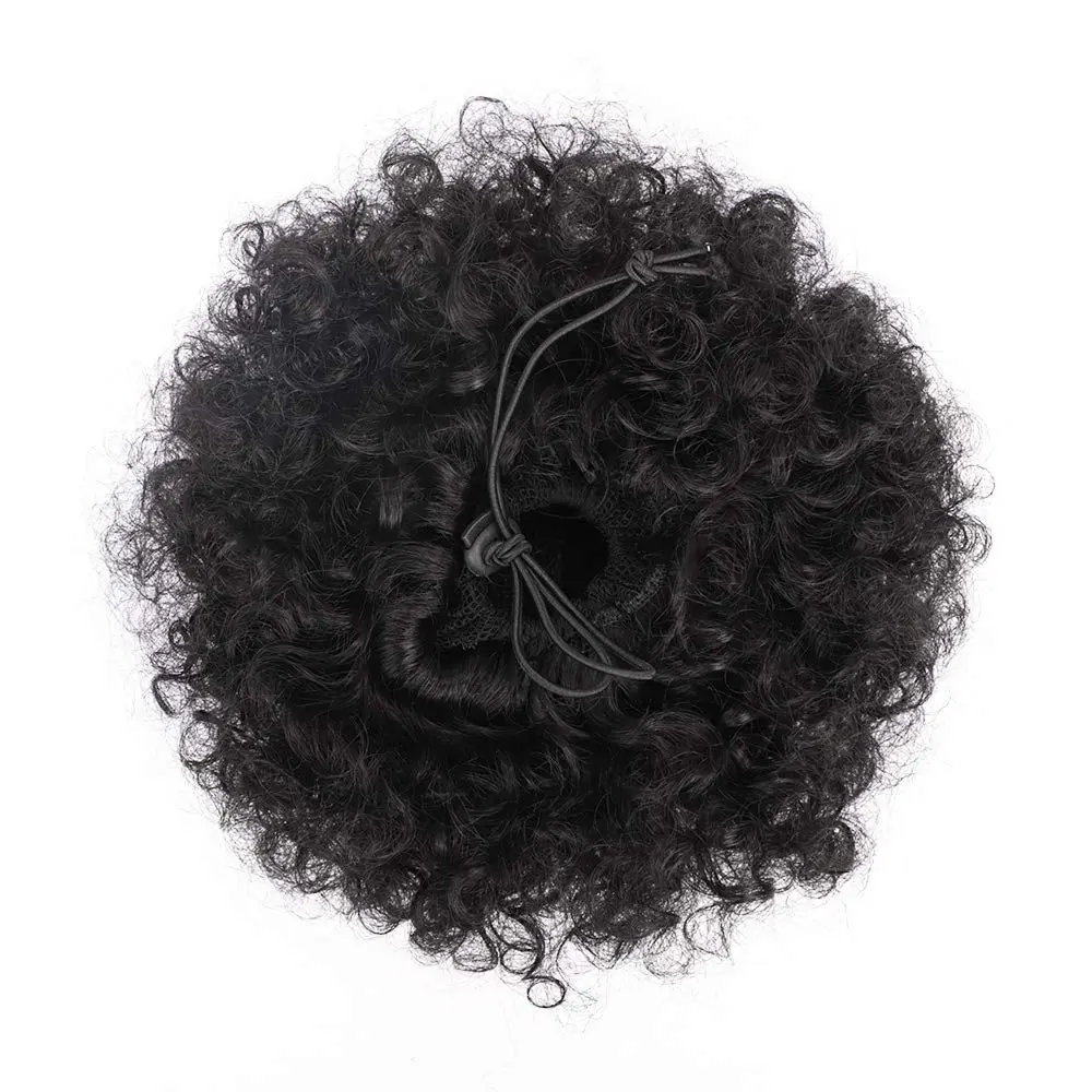 Afro Puff Drawstring Ponytail Synthetic Hair Extension Ombre Honey Colored Blonde Clip On Kinky Drawstring Curly Ponytail