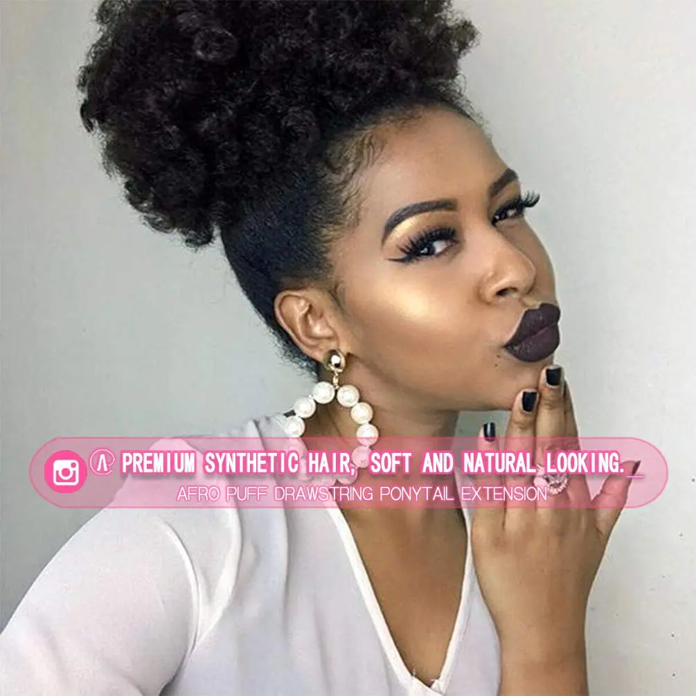 Afro Puff Drawstring Ponytail Synthetic Hair Extension Ombre Honey Colored Blonde Clip On Kinky Drawstring Curly Ponytail