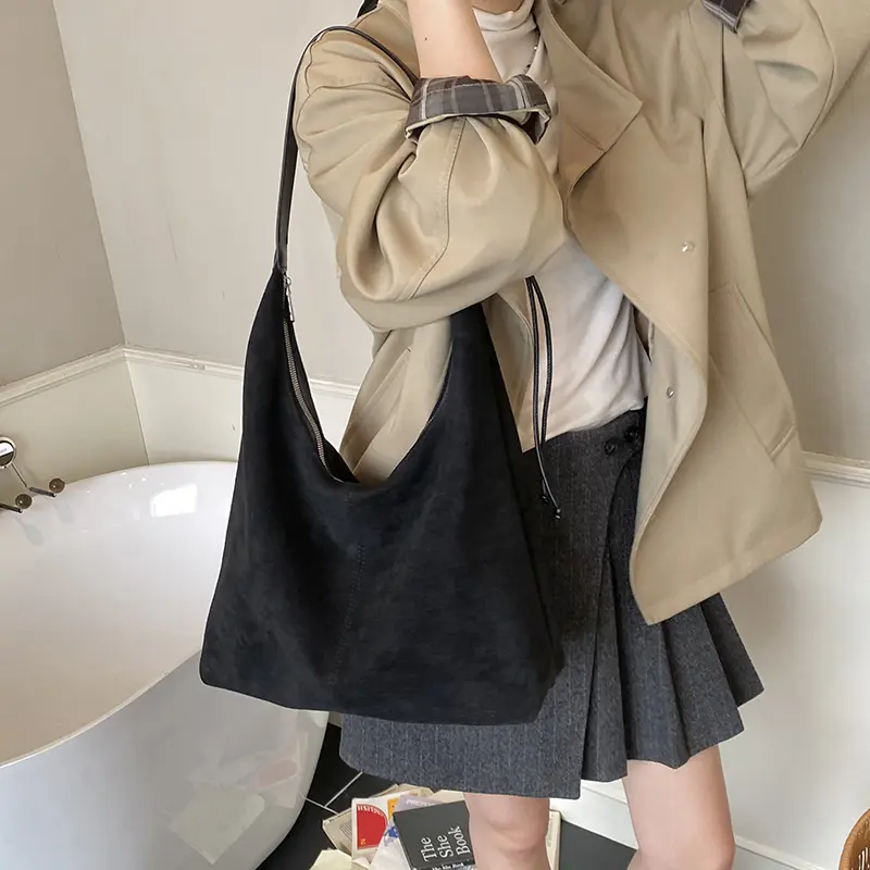 LEFTSIDE Design Suede High Capacity Leopard Shoulder Bags for Women 2025 New Winter Underarm Bag Females ​Luxury Handbags