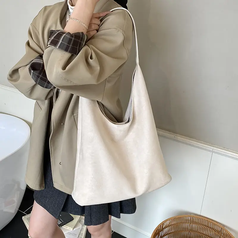 LEFTSIDE Design Suede High Capacity Shoulder Bags for Women 2025 New Winter Hobo Bag Females Retro New ​Luxury Handbags