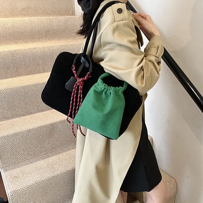 LEFTSIDE NUBUCK Shoulder Bags Lady Tote Bag for Women 2025 Winter New Trend Y2K Korean Fashion Design Handbags and Purses