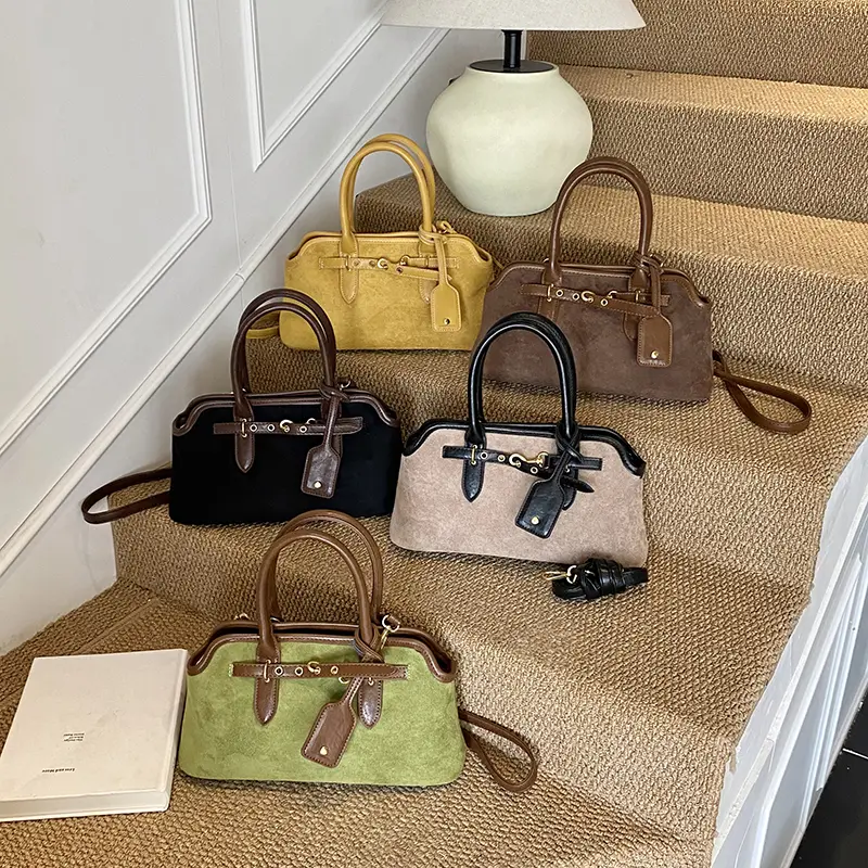 LEFTSIDE Women PU Suede Shoulder Bag 2025 Winter Retro Short Handle Tote Bag Luxury Designer New Trend Handbags and Purses