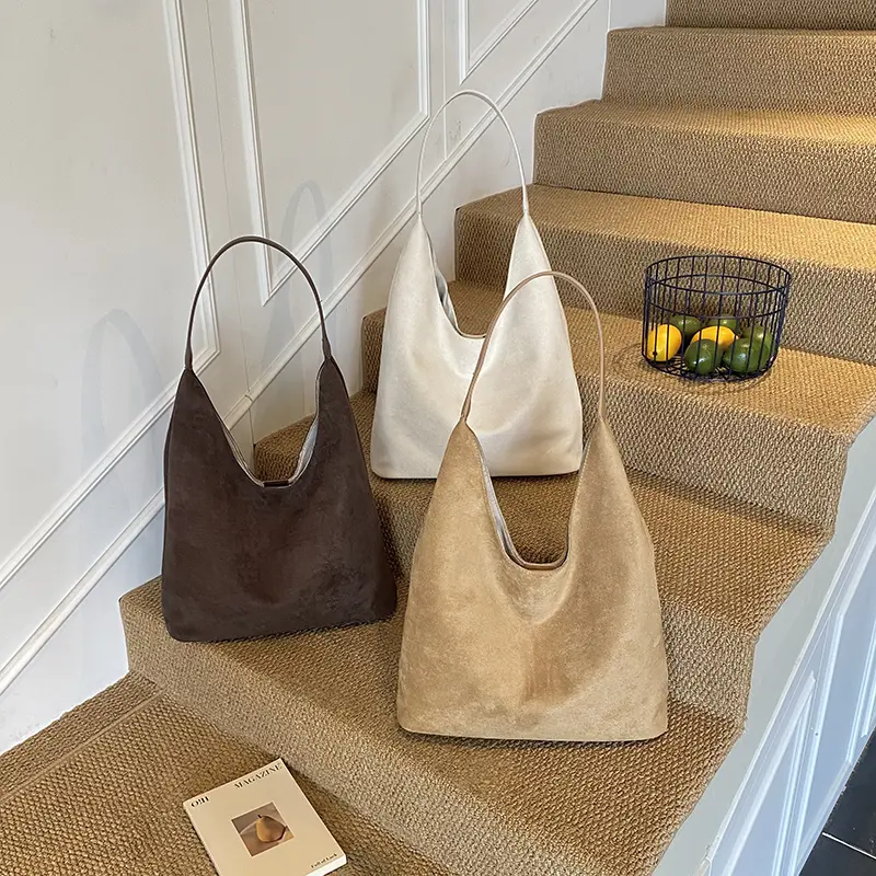 LEFTSIDE Design Suede High Capacity Shoulder Bags for Women 2025 New Winter Hobo Bag Females Retro New ​Luxury Handbags