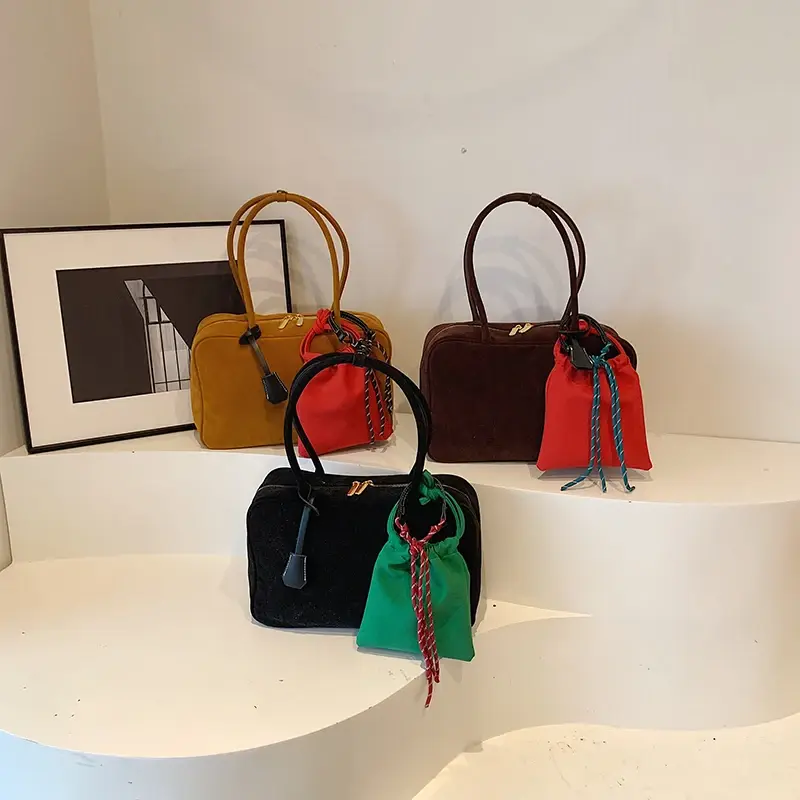 LEFTSIDE NUBUCK Shoulder Bags Lady Tote Bag for Women 2025 Winter New Trend Y2K Korean Fashion Design Handbags and Purses