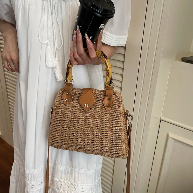 LEFTSIDE Small Straw Crossbody Bags for Women 2025 New in Fashion Summer Shoulder Bags Short Handle Handbags Weave Beach Bag