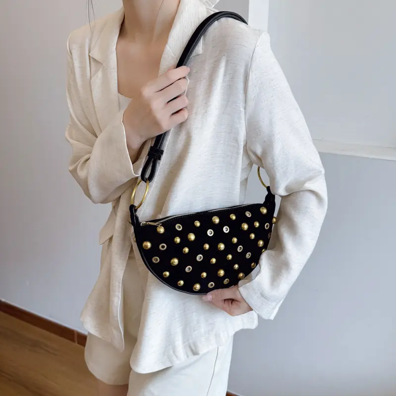 LEFTSIDE  Rivets Design Mini PU Leather Crossbody Bags for Women 2025 Punk Style Trend Female Shoulder Bag Handbags and Purses