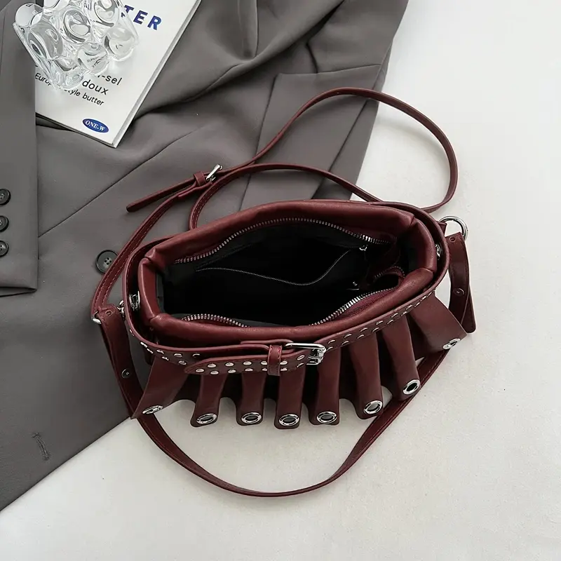 LEFTSIDE Punk Style Rivets Design Small PU Leather Shoulder Bags for Women 2024 Y2K Fashion Luxury Crossbody Bag Female Handbags