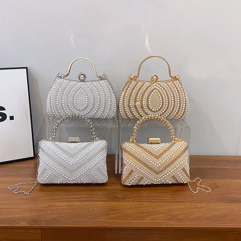 LEFTSIDE Sweet Beads Handle Mini Handbags Women 2025 Summer Fashion Trend Brand Luxury Party Chain Shoulder Crossbody Bag