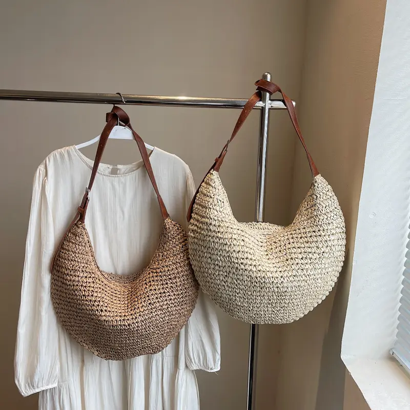 LEFTSIDE Big Woven Straw Shoulder Bags for Women 2025 New Summer French Style  Raffia Tote Bag Females Beach Bags Handbags